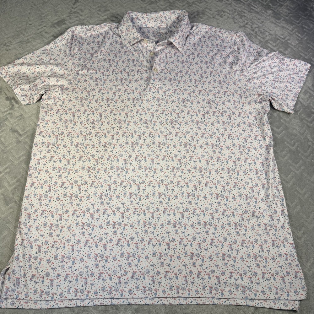 Southern Tide Men Driver Tropical Drink Printed Performance Golf Polo Shirt XL